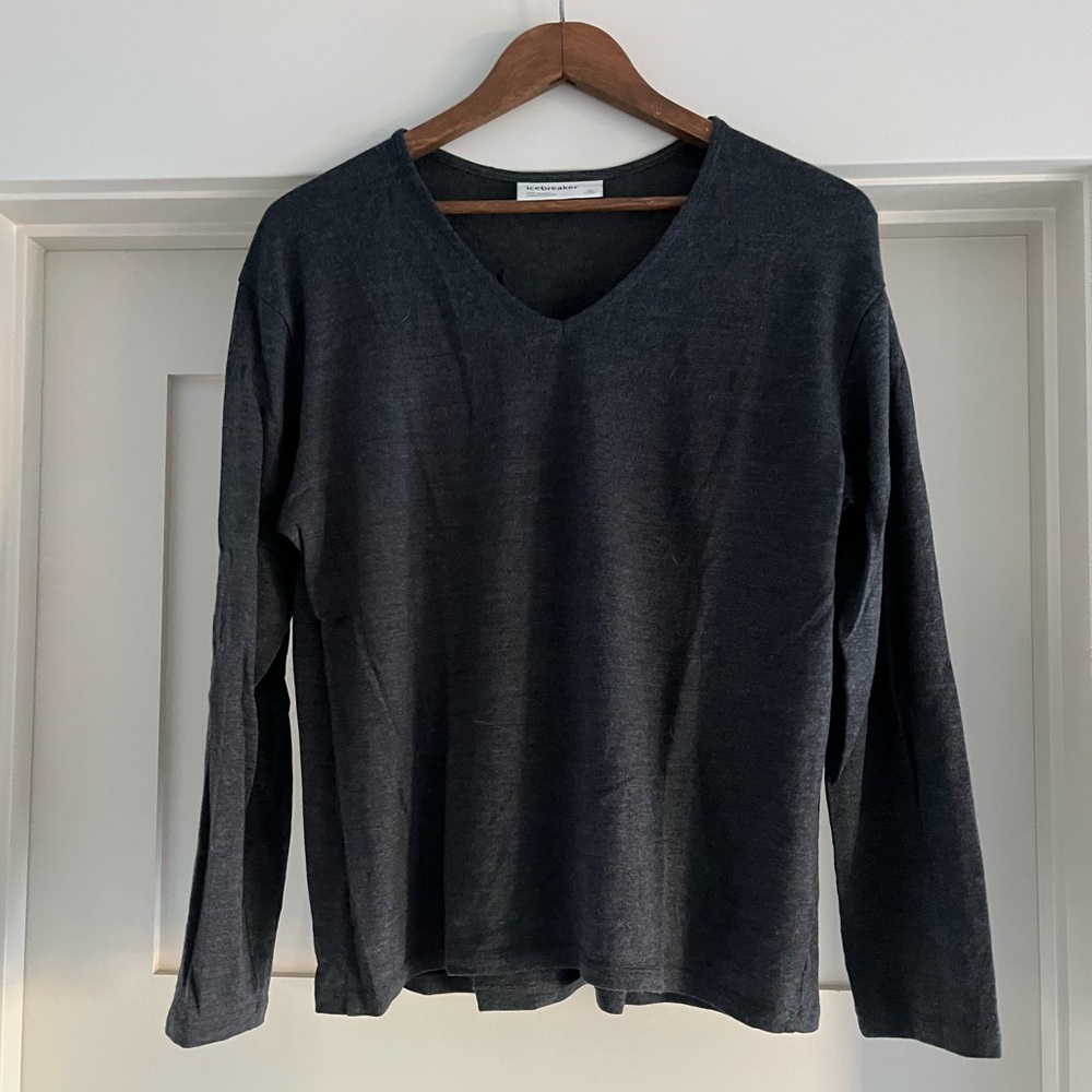 Icebreaker Charcoal V-Neck Sweater